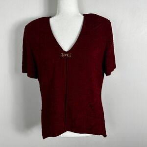 Vintage Joseph Ribkoff Canada Red Textured Two Piece Top Womens Sz 14 Red Layer